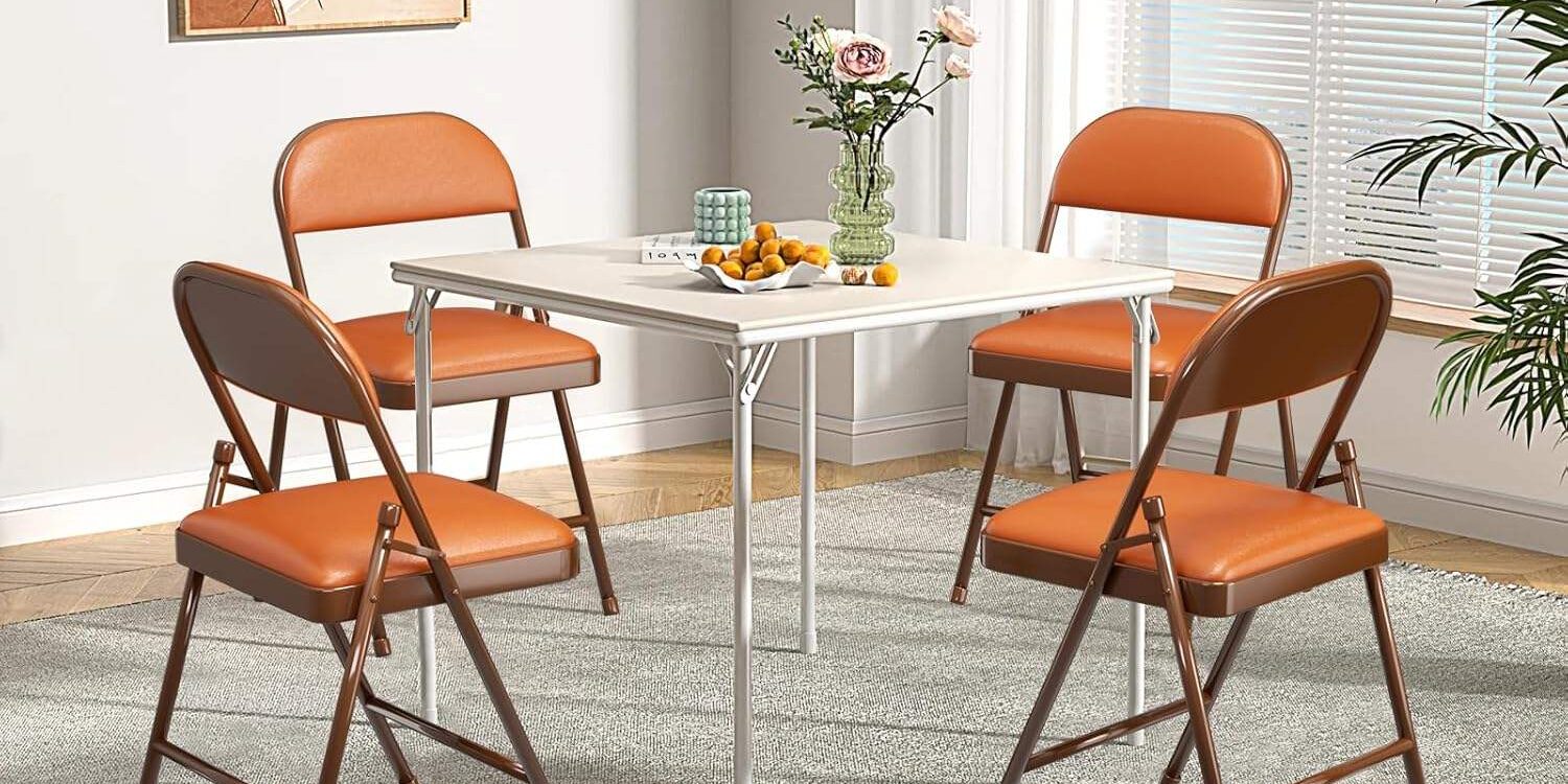 Bulk Commercial Grade Padded Folding Chairs with Cushion Back (4) folding chairs with upholstered