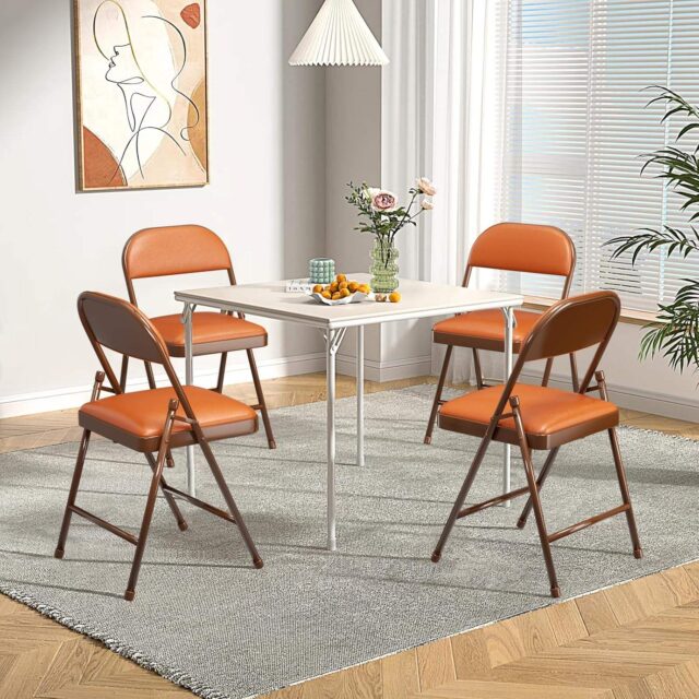 Bulk Commercial Grade Padded Folding Chairs with Cushion Back (4) folding chairs with upholstered