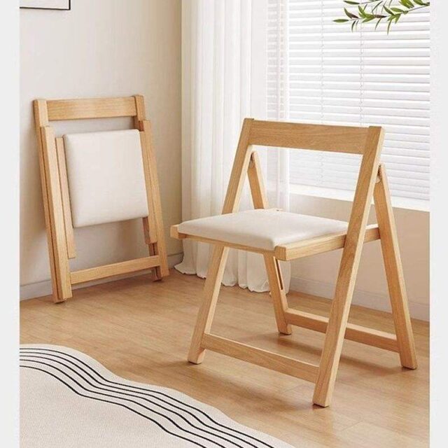 Fully Assembled Wood Folding Chairs with Padded Kitchen Seat (2)