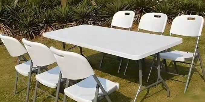 Heavy Duty Metal Frame Outdoor Folding Chairs for Events & Parties (4) plastic folding chairs for events