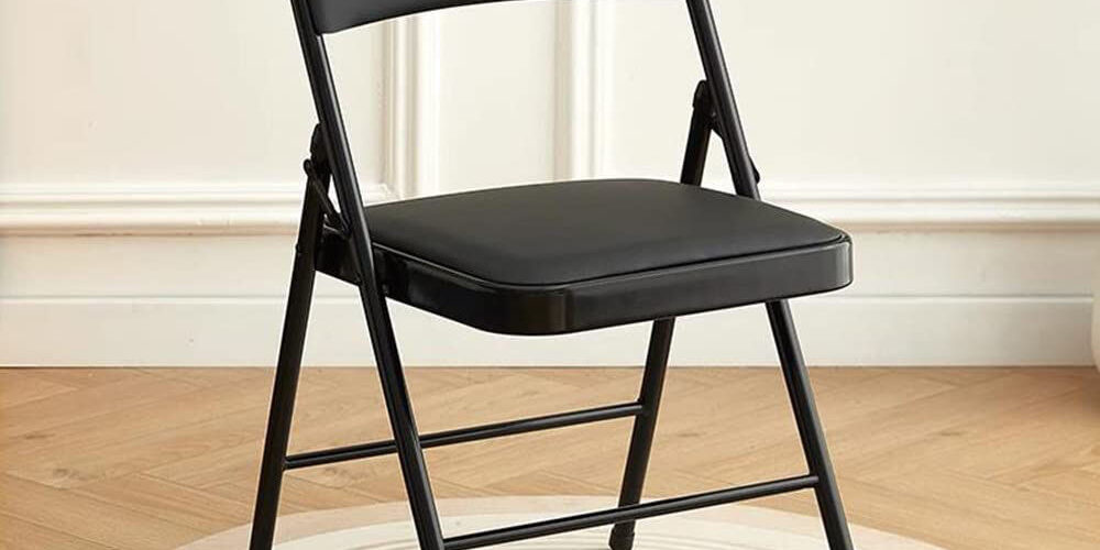 Portable Metal Folding Chairs with Backrest & Padded Seat (4) metal folding chair with backrest for garden