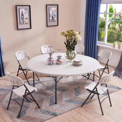 Sturdy White HDPE Plastic Folding Chairs for Indoor & Outdoor Use