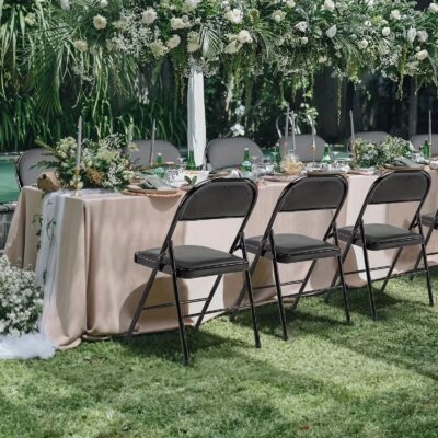 Wholesale Black Steel Metal Folding Chairs with Cushioned Seat