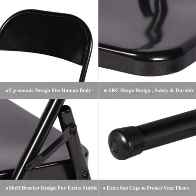 Wholesale Black Steel Metal Folding Chairs with Cushioned Seat