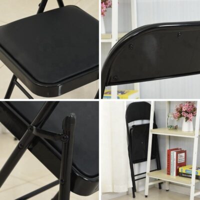 Wholesale Black Steel Metal Folding Chairs with Cushioned Seat