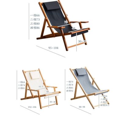 wooden folding beach lounge chair for outdoors